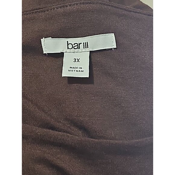 Bar III Women's Crop Top Plus Size 3X Brown Bodycon Long Sleeve Cropped Shirt - Picture 6 of 9